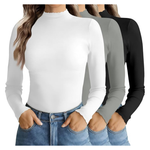 3 Pack Mock Neck Undershirts Tops For Women