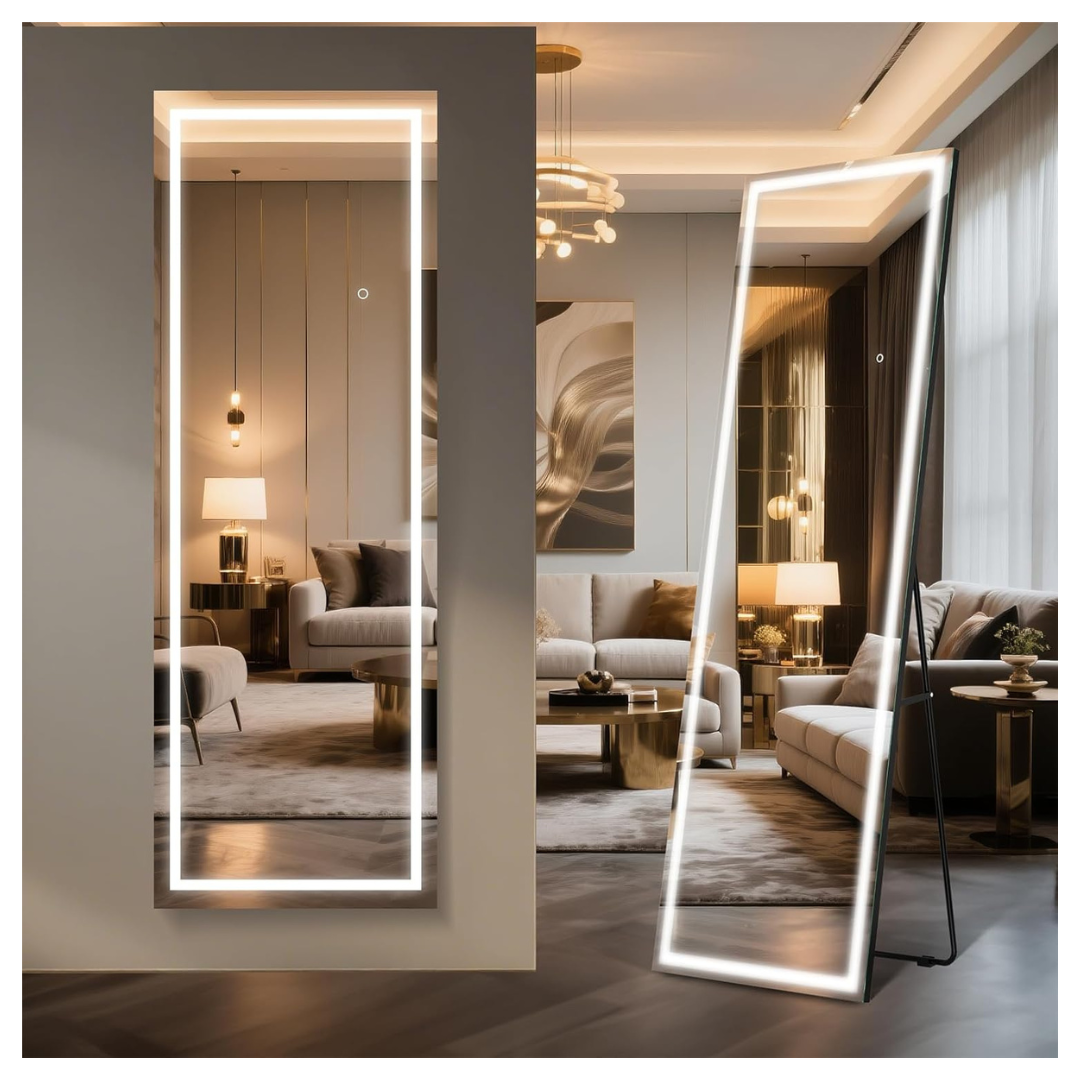 67" x 24" Frameless Dimmable 3 Color LED Tempered Glass Mirror