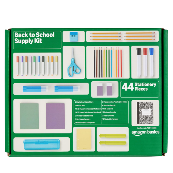 Amazon Basics 44-Piece Back To School Supplies Kit