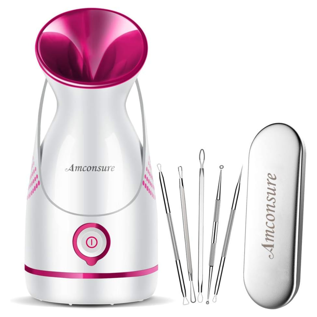 Amconsure Nano Ionic Warm Mist Face Steamer W/ 5 Piece Skin Kit (3 Colors)
