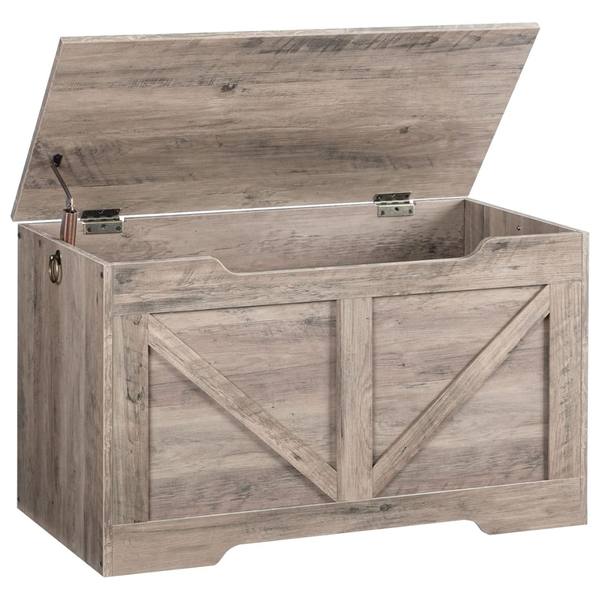 29.5" Retro Wooden Storage Chest With U-Shaped Cut-Out Pull