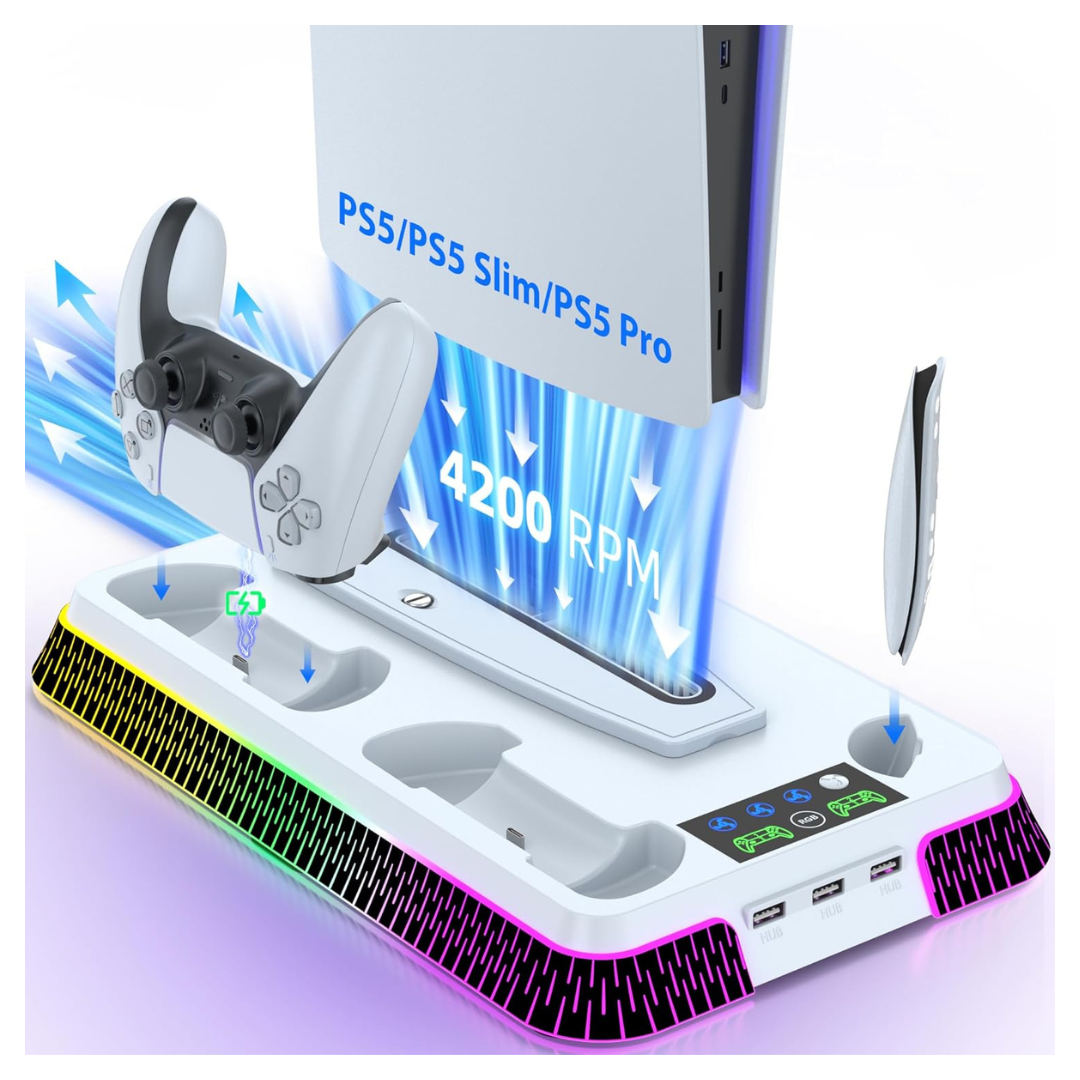 Lictin PS5 / PS5 Pro / PS5 Stand & Cooling Station With RGB LED