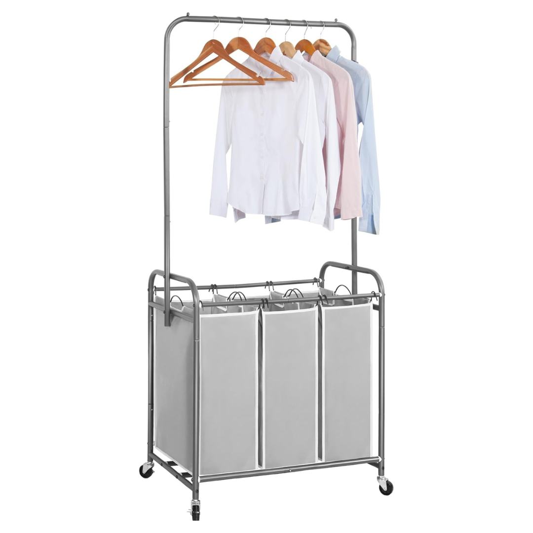 STORAGE MANIAC 136L Laundry Sorter With Hanging Bar