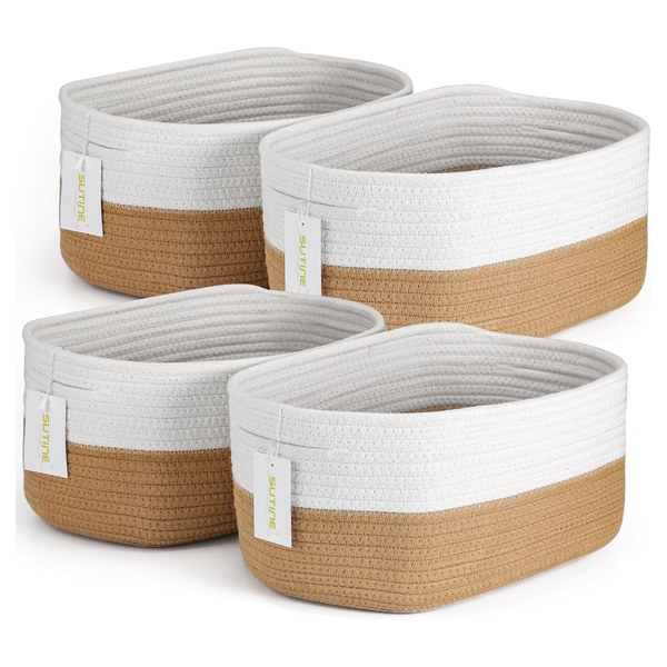4-Pack Woven Storage Baskets With Handle