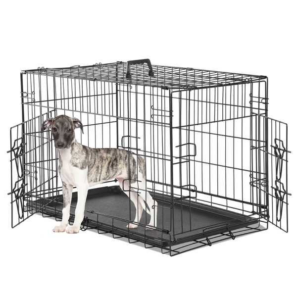 30" Double-Door Folding Dog Crate Portable Small Cage W/ Divider