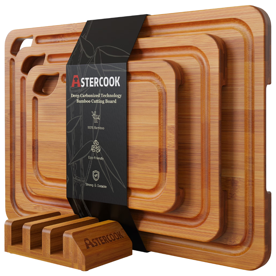 4-Piece Astercook Bamboo Cutting Board Set (Assorted Sizes)
