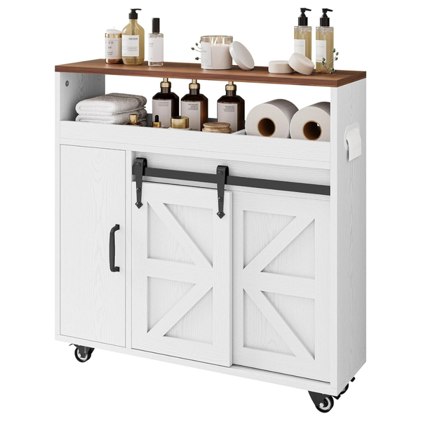 Adjustable Slim Toilet Paper Cabinet With 4 Rolling Wheels