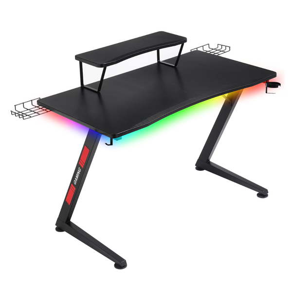 Ergonomic Curved 3-Sided LED Z-Leg Gaming Desk