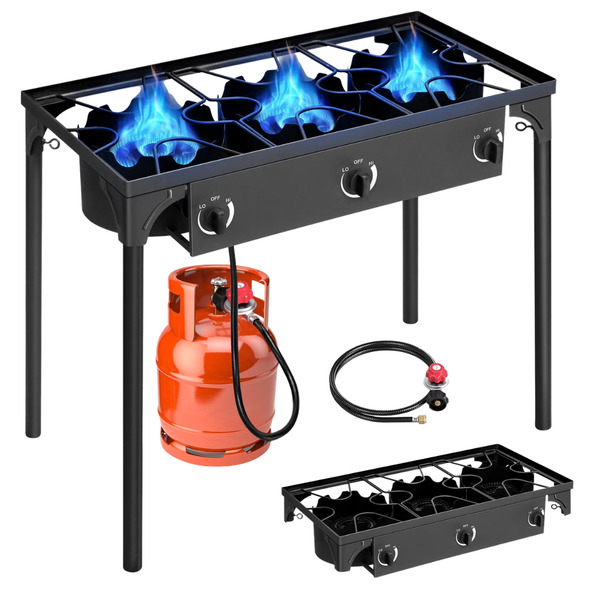 3 Burner Gas Propane Cooker Outdoor Camping Stove Stand BBQ Grill