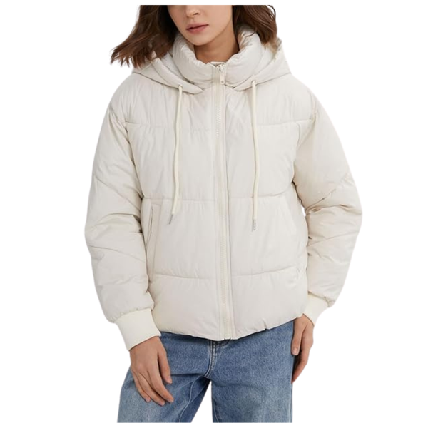 Women's Quilted Warm Crop Hooded Puffer Jacket