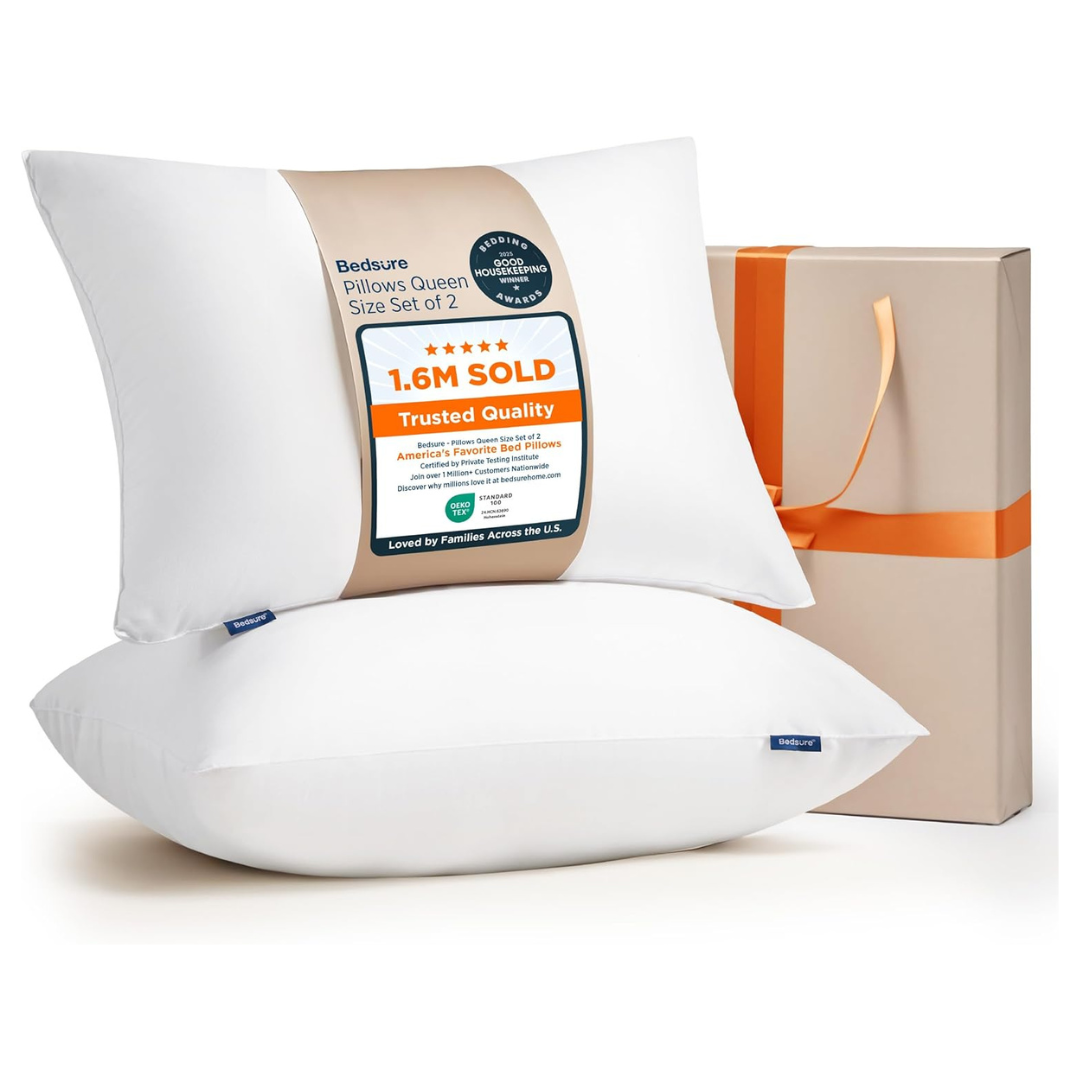 Set Of 2 Bedsure Queen Size Luxury Soft Puffy Pillows