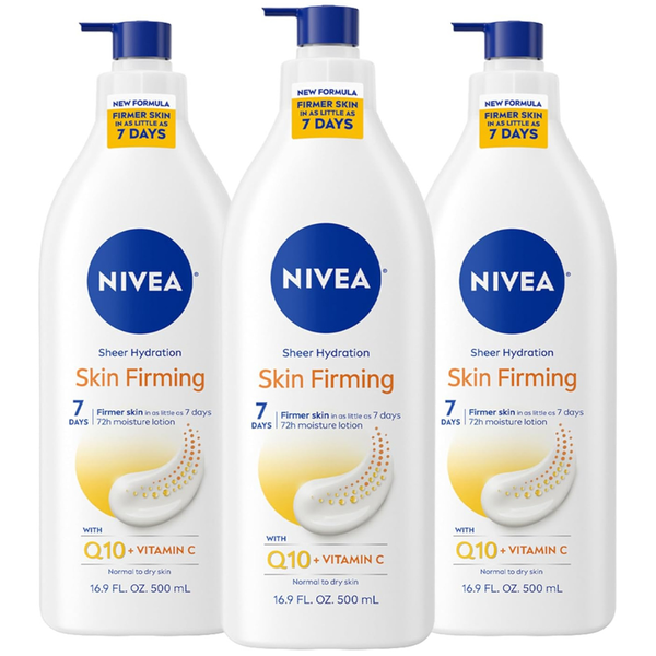 Pack Of 3 NIVEA Sheer Hydration Skin Firming Body Lotion With Q10 And Vitamin C (16.9 Fl Oz Pump Bottle)