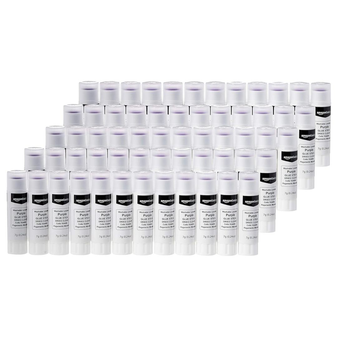 Amazon Basics Purple Washable School Glue Sticks (60-Pack)