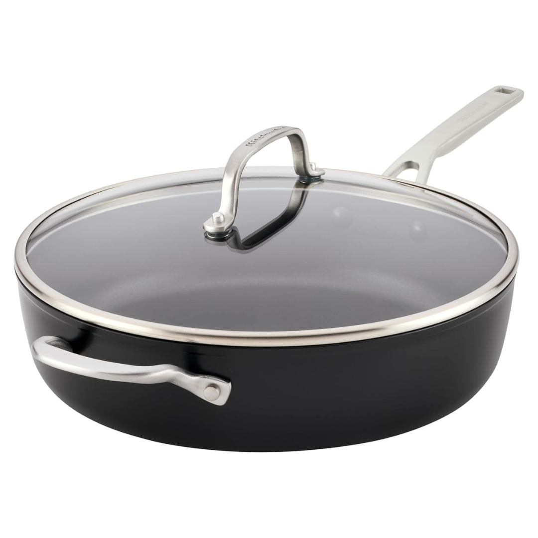 KitchenAid Hard Anodized Induction Nonstick Cookware Saute Pan/Jumbo Cooker With Lid And Helper Handle (5 Quart)