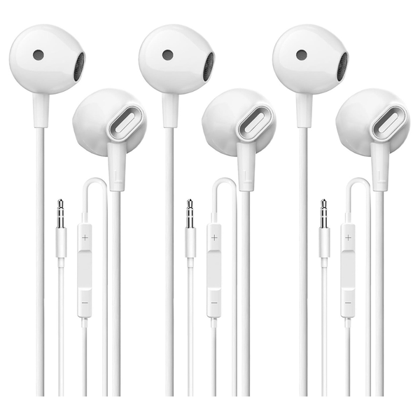 3 Pack HiFi Stereo Wired Earbuds With Mic