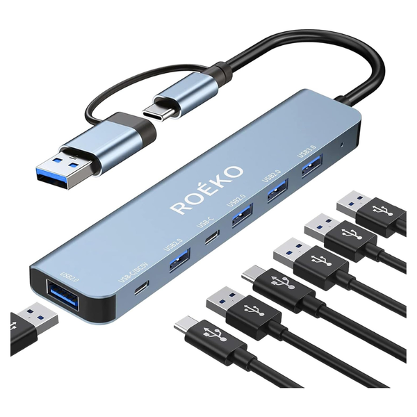 7-In-1 USB Splitter Hub 3.0 With Multiport Adapter