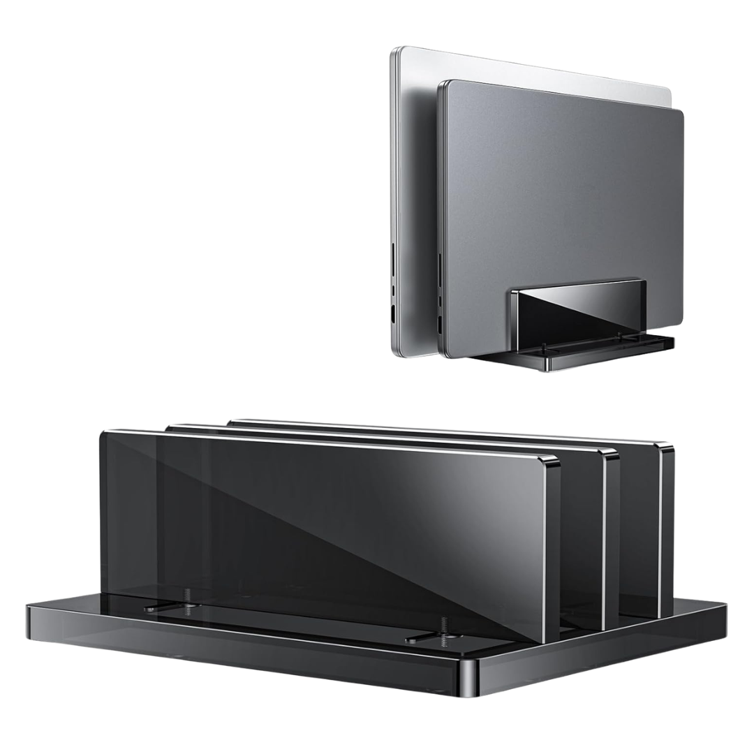 Dual Slot Acrylic Vertical Laptop Stand
