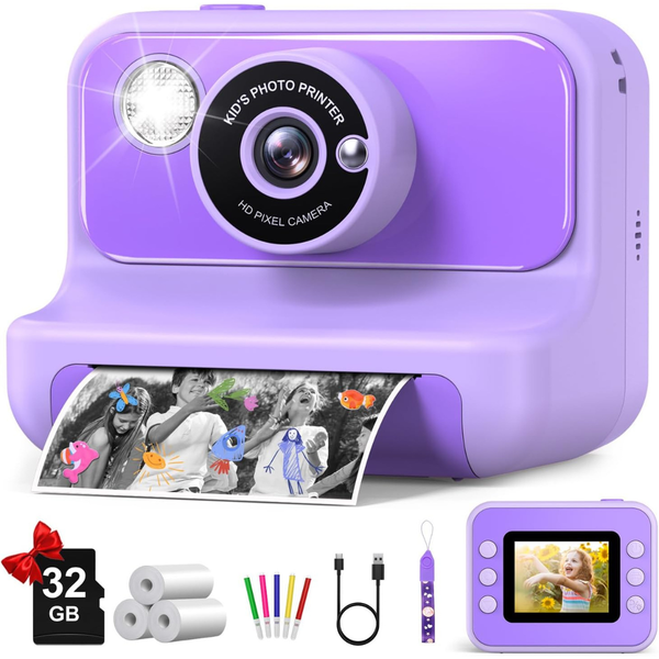 Gofunly Instant Print 1080p Digital Video Camera W/ 32GB Card