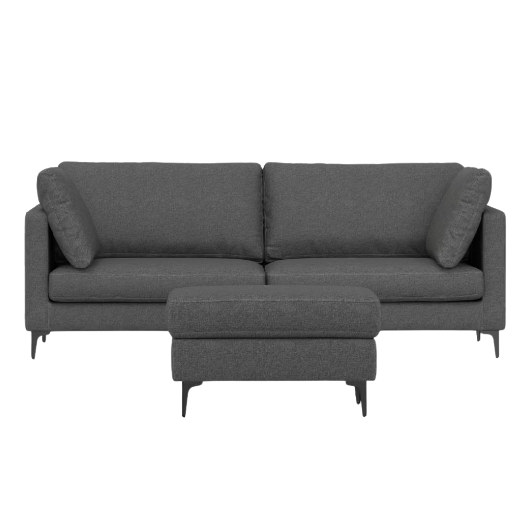 90" Lana Mid Century Sofa With Ottoman Set