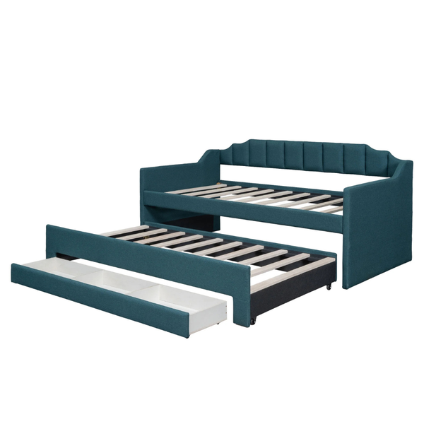 Twin Size Upholstery Storage Sofa Bed With Drawers & Trundle Bed