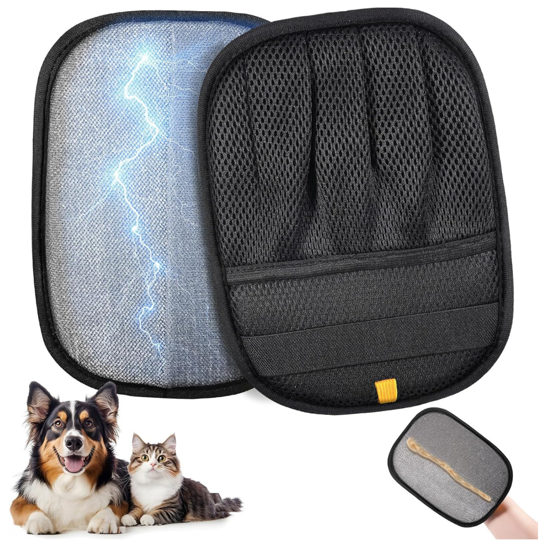 2-Pack Five-Finger Electrostatic Pet Hair Remover Gloves