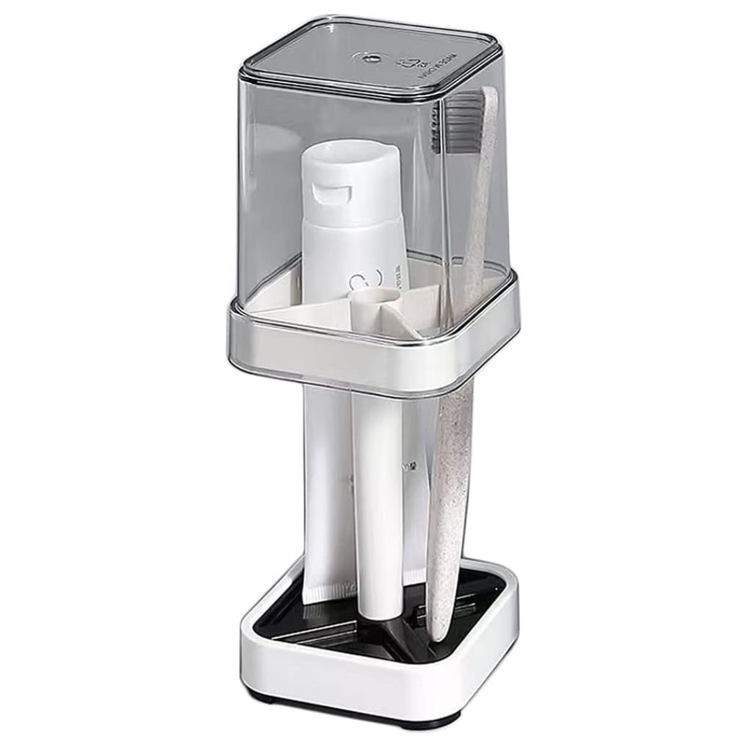 3 Slots Toothbrush Holder Stand With Cover/Cup