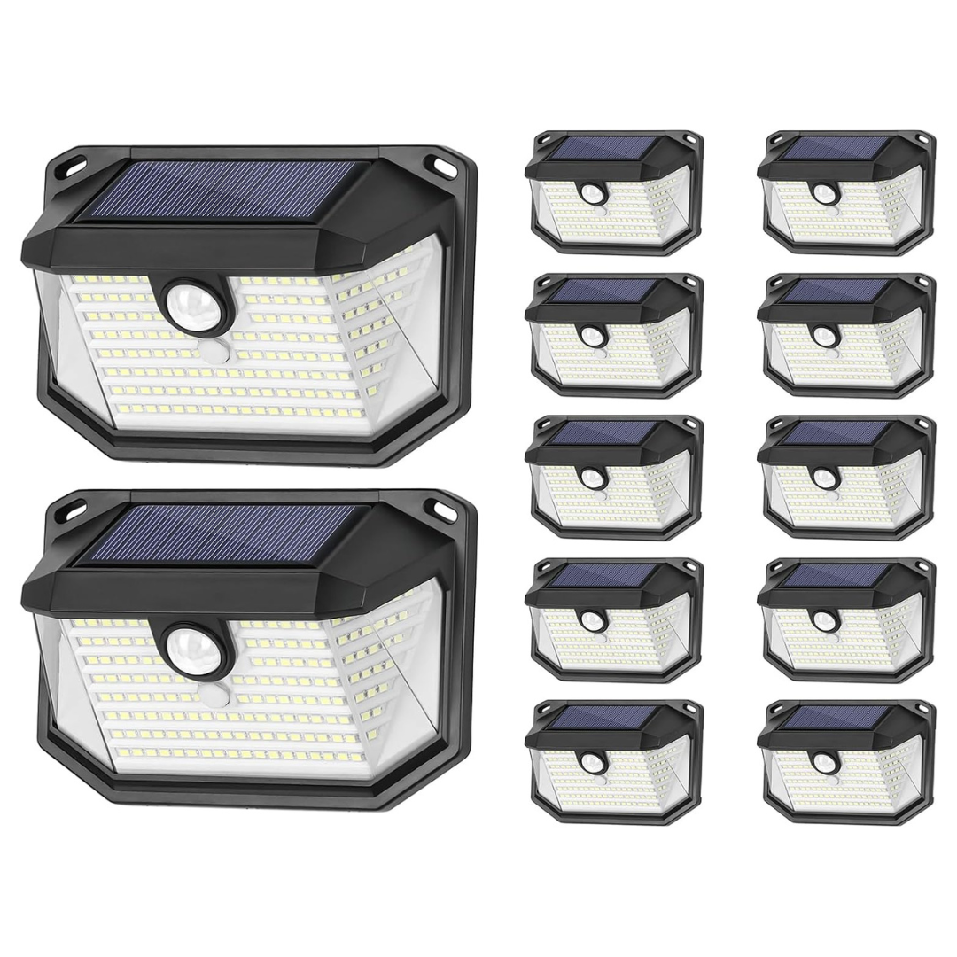 12-Pack 178 LEDs Motion Sensor Solar Outdoor Wall Light