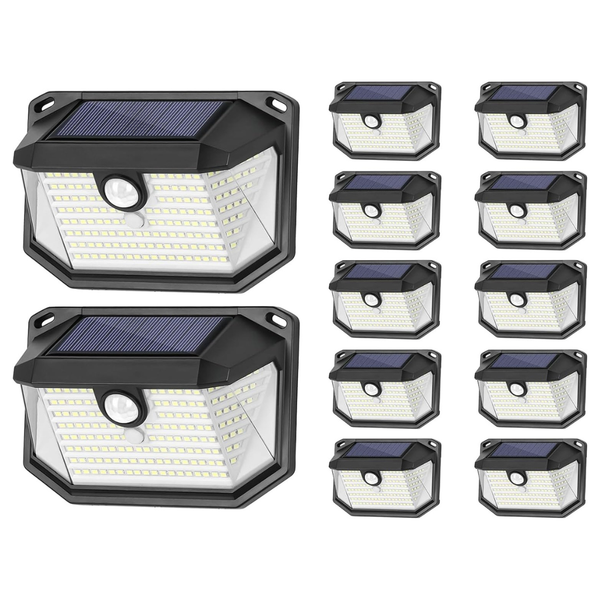 12-Pack 178 LEDs Motion Sensor Solar Outdoor Wall Light