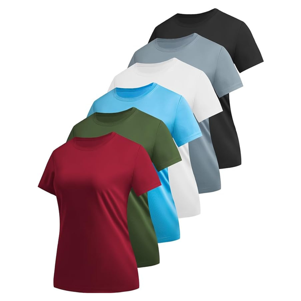 6-Pack Women's Short Sleeve Athletic T-Shirts