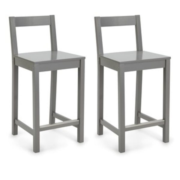 Set Of 2 Amazon Basics 24" Wooden Bar Stool W/ Backrest
