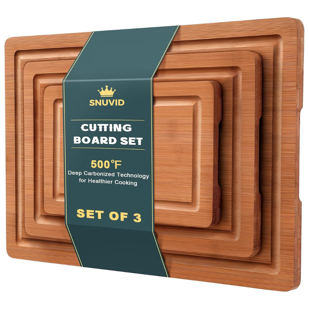 3-Piece Bamboo Cutting Board Kitchen Set