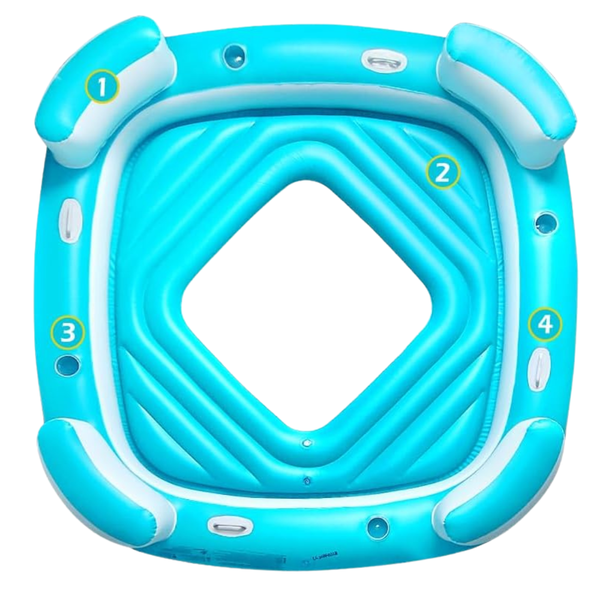 Jasonwell Floating Island Pool Float Inflatable W/ Cup Holders (Blue/Green)