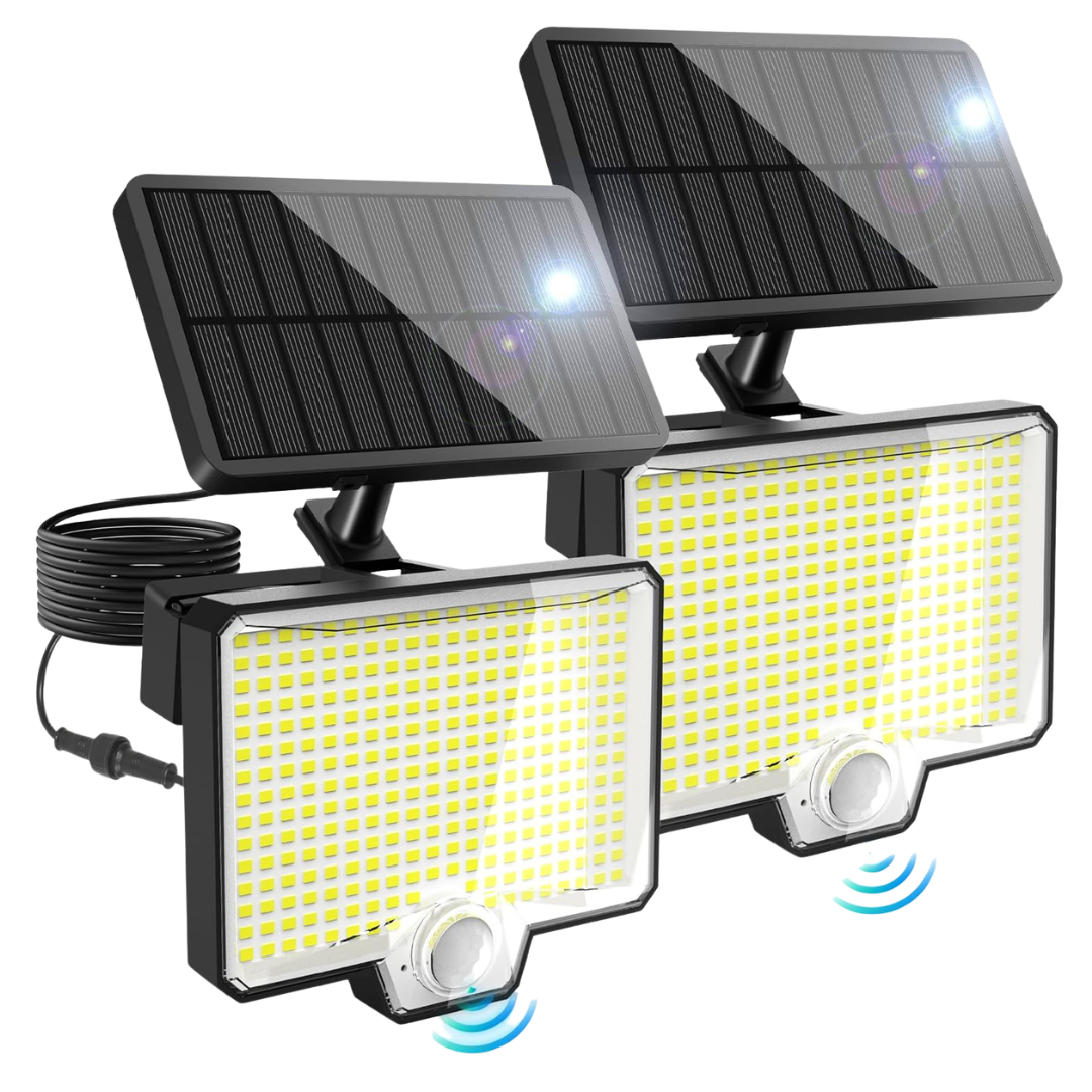 2-Pack Auderwin 2600LM IP67 Waterproof Solar Flood Lights