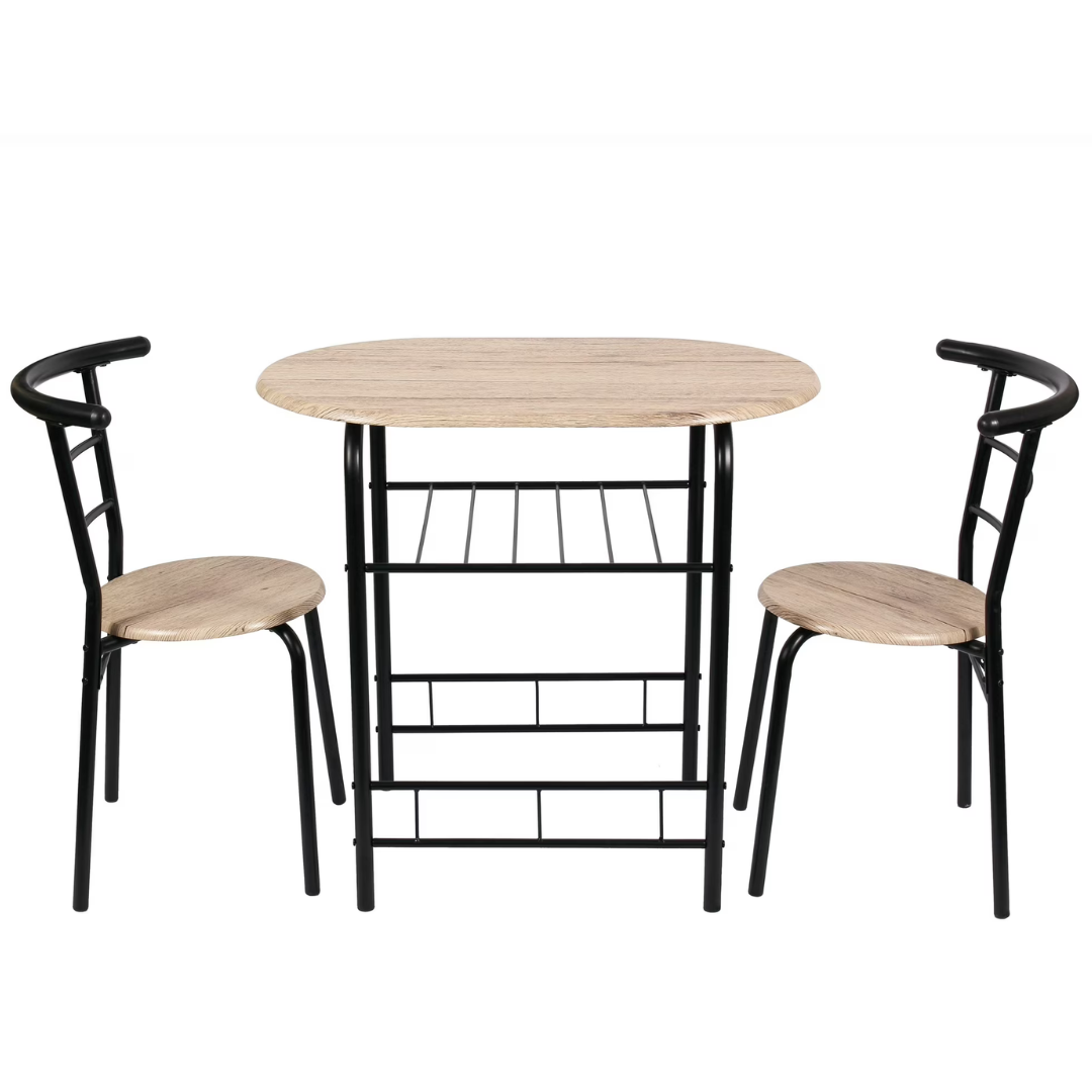Mainstays 3 Piece Metal And Wood Dining Set (Black & Gray)