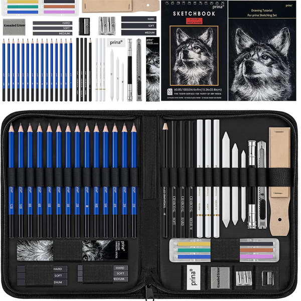 50-Piece Prina Sketch & Drawing Set W/ Sketchbook