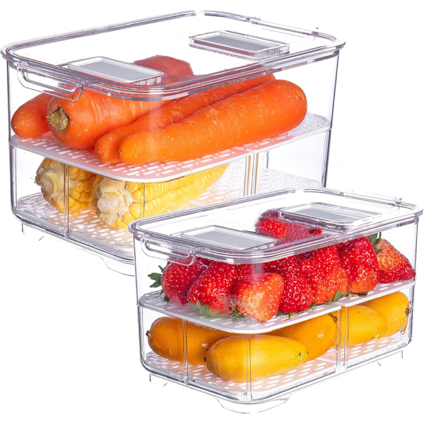 2 Piece Fruit Vegetable Storage Container With Vents