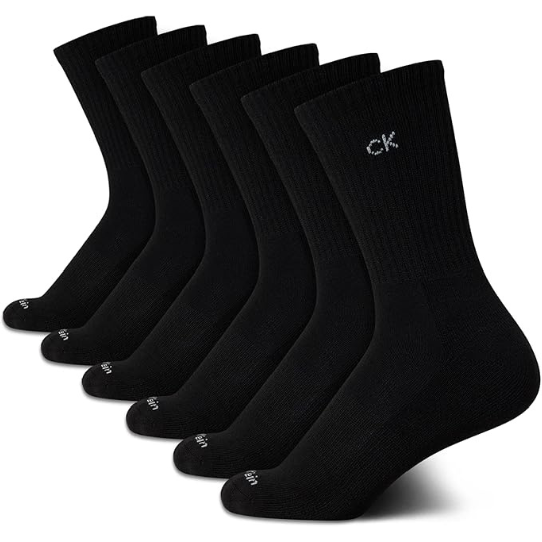 6-Pack Calvin Klein Women's Crew Socks (Size 4-10, Black)
