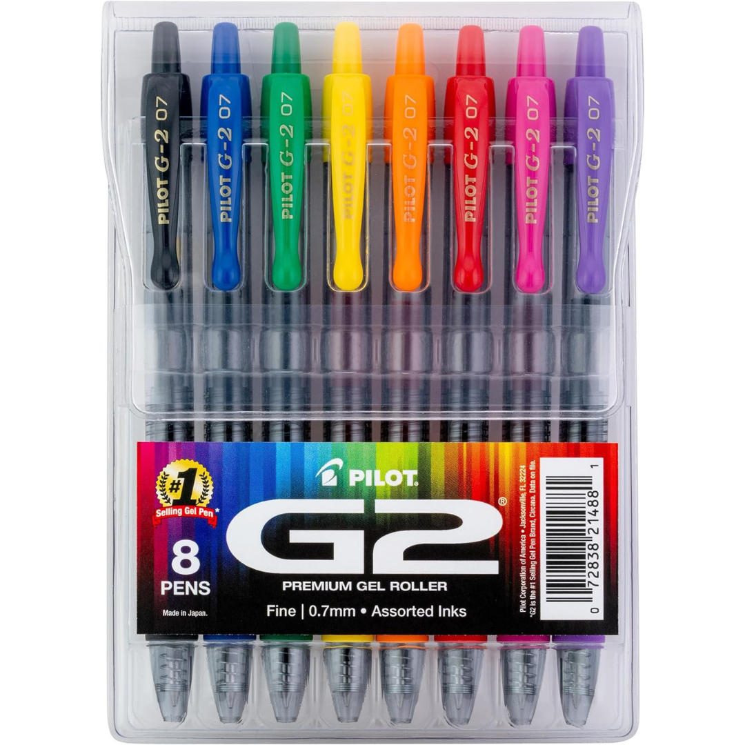 8-Pack PILOT Fine Point 0.7 mm G2 Premium Gel Roller Pens