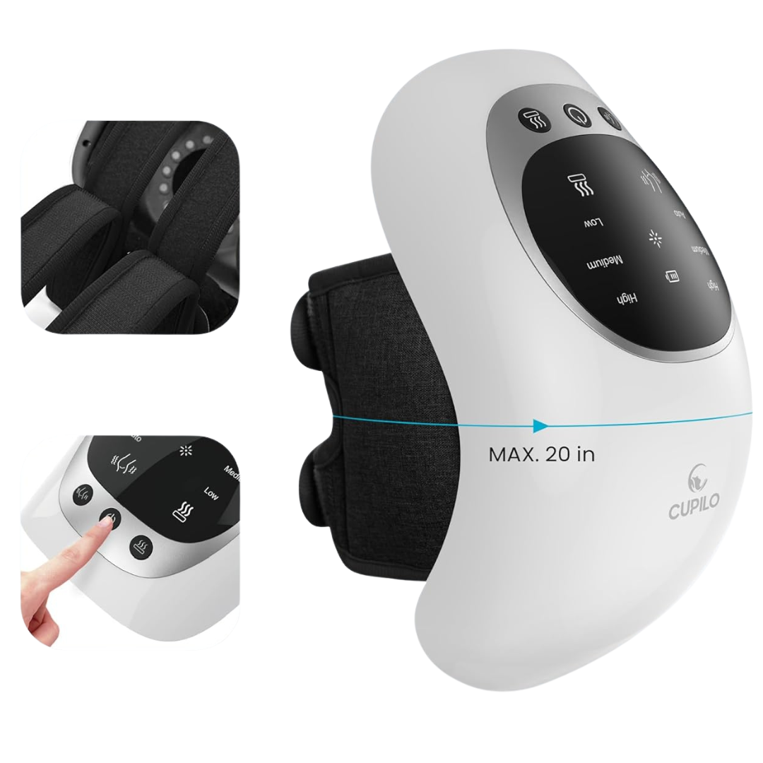 CuPiLo Rechargeable Cordless Knee Massager with Heat & Vibration