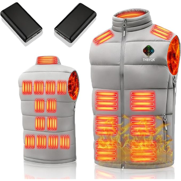 5-in-1 Unisex 21 Zone Heated Vest with 2 x 20000mAH 7.4V Battery
