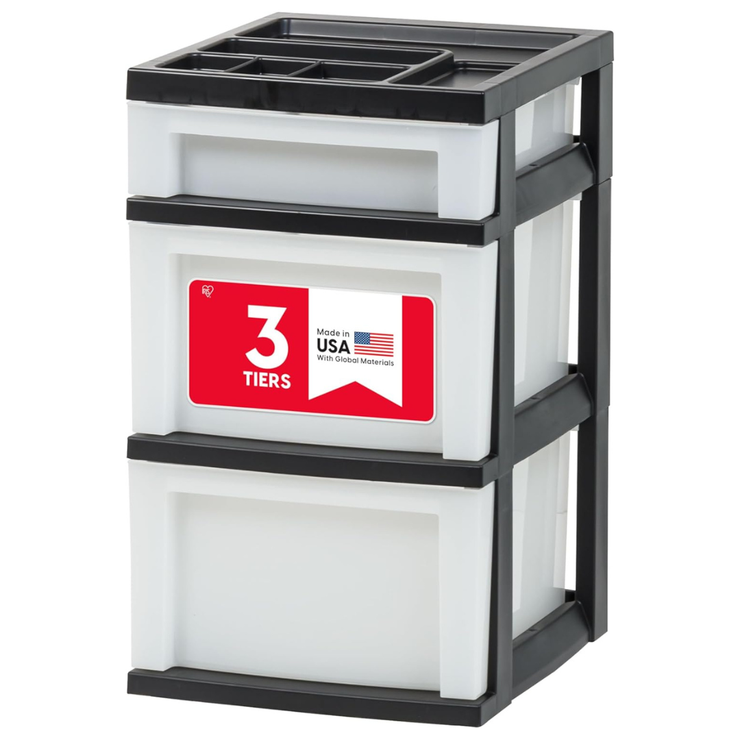 IRIS USA Plastic 3-Drawer Storage Organizer Rolling Cart