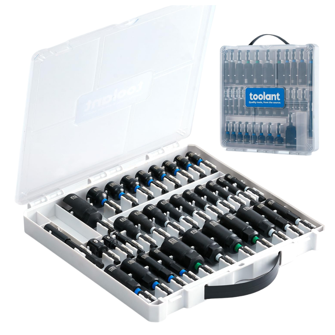 34-Piece Toolant Impact Magnetic Deep Nut Driver Bit Set