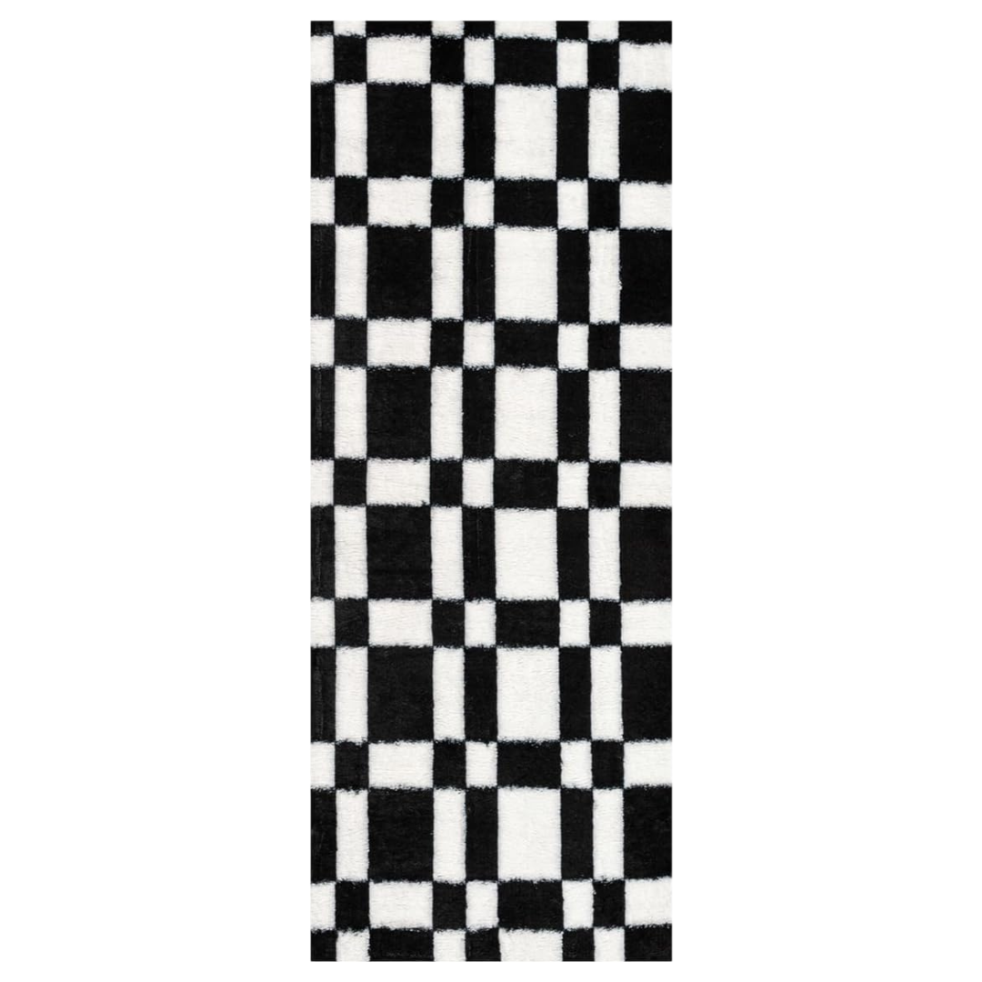 6' x 2' Hugear Checkered Runner Rug (Black/White)