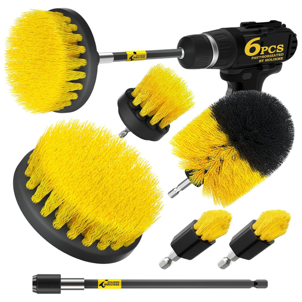 6-Pack Power Scrubber Cleaning Brush Extended Set