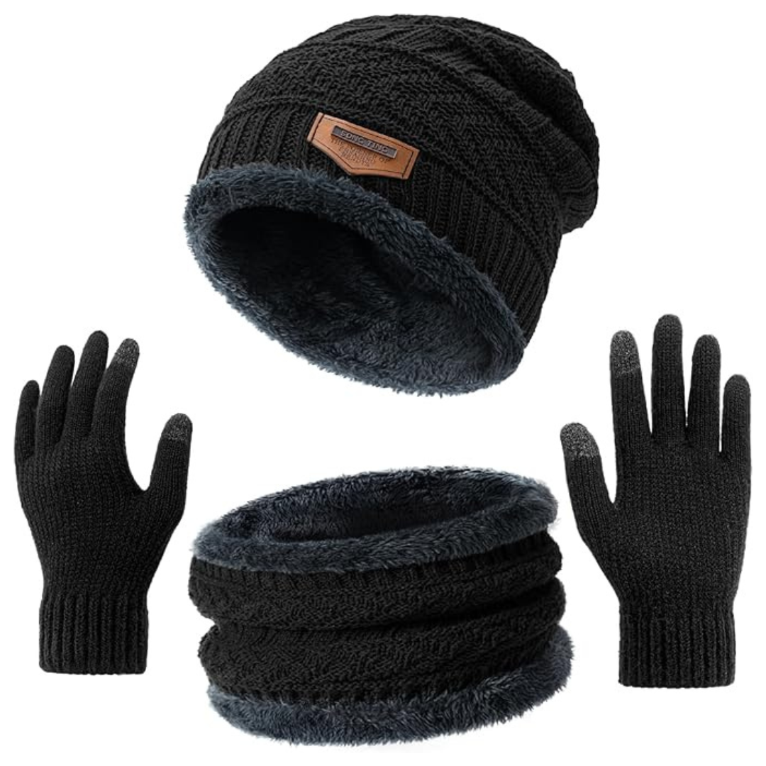 Touchscreen Gloves, Skull Cap, Neck Warmer Scarf Set