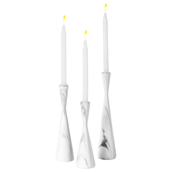 Set Of 3 Fabulaxe Decorative Resin Taper Candle Holders
