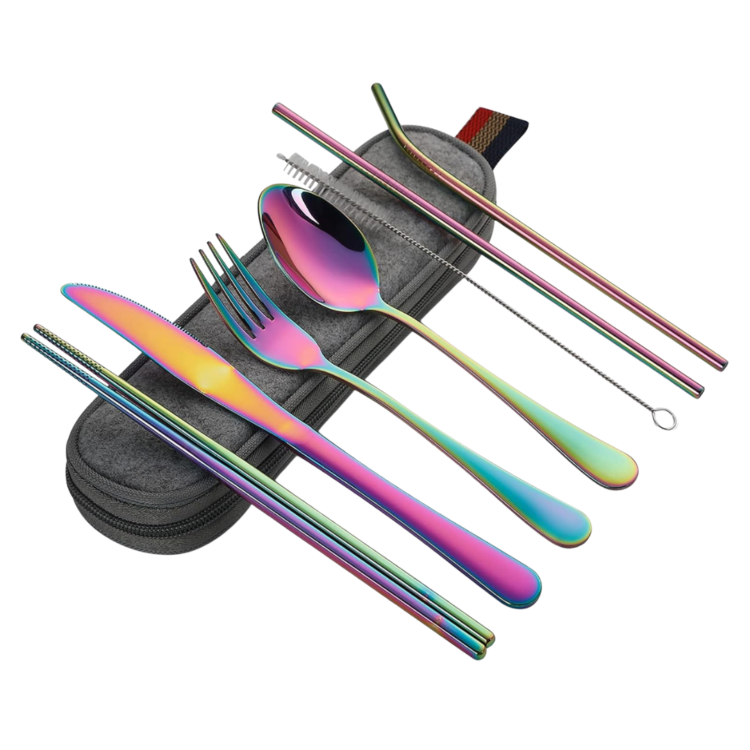 8-Piece Portable Utensils Stainless Steel Cutlery Set W/ Case