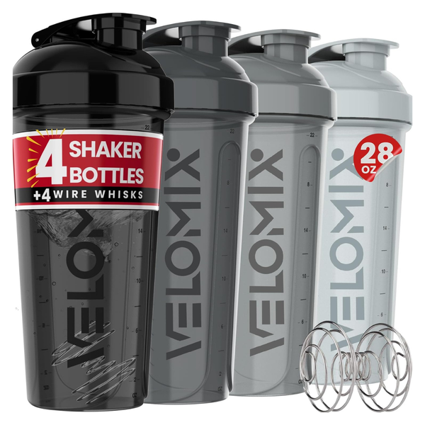 4-Pack 28-Oz Leak Proof Protein Shaker Bottles