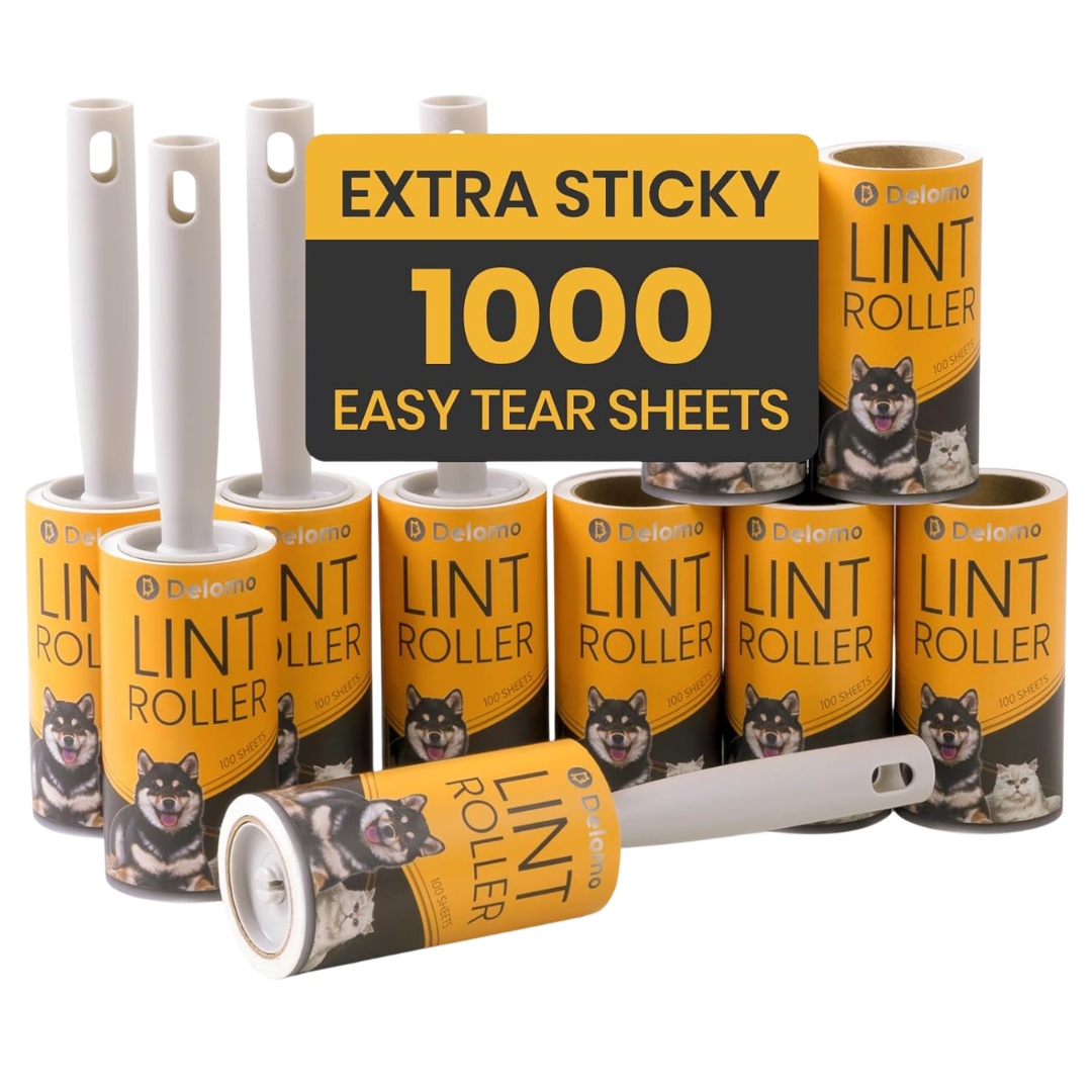 Delomo Lint Roller 1000 Sheets (5 Rollers + 5 Refills)