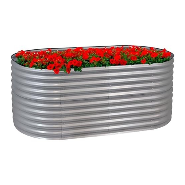 Sunnydaze 79" Oval Stackable Outdoor Raised Garden Bed